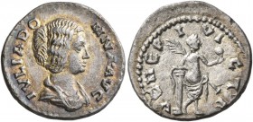 Julia Domna, Augusta, 193-217. Denarius (Silver, 18 mm, 2.66 g, 12 h), Emesa, circa 193-195. IVLIA DOMNA AVG Draped bust of Julia Domna to right. Rev....