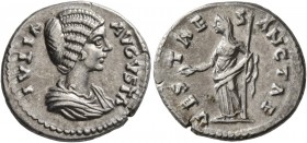 Julia Domna, Augusta, 193-217. Denarius (Silver, 20 mm, 3.26 g, 12 h), Laodicea, circa 196-202. IVLIA AVGVSTA Draped bust of Julia Domna to right. Rev...