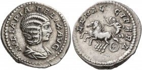 Julia Domna, Augusta, 193-217. Denarius (Silver, 19 mm, 3.33 g, 1 h), Rome, 215-217. IVLIA PIA FELIX AVG Draped bust of Julia Domna to right. Rev. LVN...