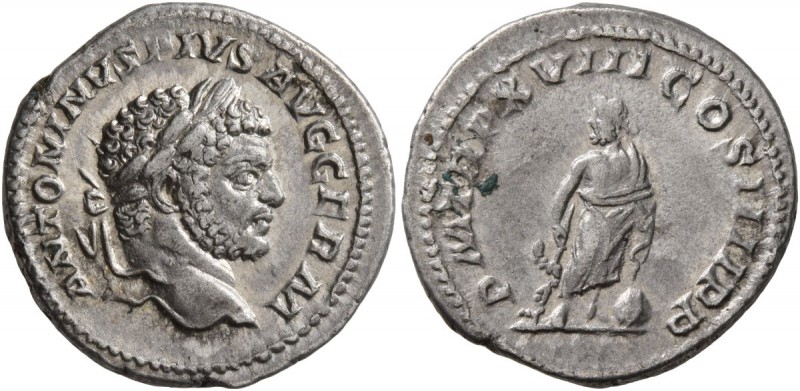 Caracalla, 198-217. Denarius (Silver, 19 mm, 3.48 g, 7 h), Rome, 215. ANTONINVS ...