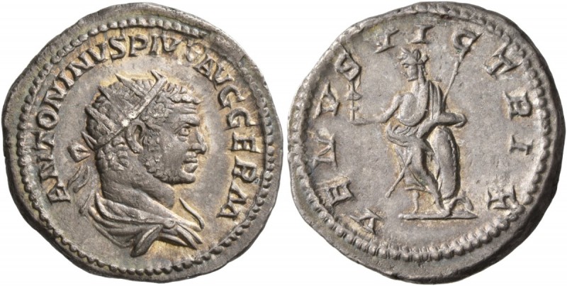 Caracalla, 198-217. Antoninianus (Silver, 23 mm, 4.40 g, 6 h), Rome, 215-217. AN...
