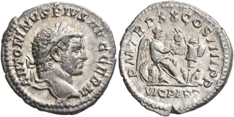 Caracalla, 198-217. Denarius (Silver, 18 mm, 3.29 g, 8 h), Rome, 217. ANTONINVS ...