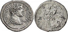 Caracalla, 198-217. Denarius (Subaeratus, 23 mm, 4.42 g, 6 h), plated silver, irregular mint. ANTONINVS PIVS AVG Laureate and draped bust of Caracalla...