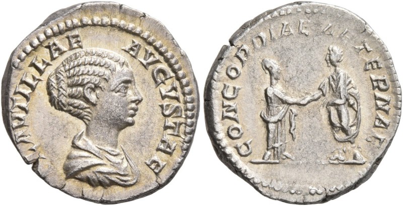 Plautilla, Augusta, 202-205. Denarius (Silver, 19 mm, 3.72 g, 6 h), Rome. PLAVTI...