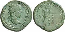 Geta, 209-211. Dupondius (Orichalcum, 27 mm, 13.30 g, 1 h), Rome, 211. P SEPTIMIVS GETA PIVS AVG BRIT Radiate head of Geta to right. Rev. PONTIF TR P ...