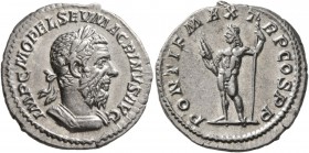 Macrinus, 217-218. Denarius (Silver, 20 mm, 2.99 g, 12 h), Rome, 217. IMP C M OPEL SEV MACRINVS AVG Laureate and cuirassed bust of Macrinus to right. ...