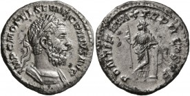 Macrinus, 217-218. Denarius (Silver, 20 mm, 3.14 g, 12 h), Rome, 218. IMP C M OPEL SEV MACRINVS AVG Laureate and cuirassed bust of Macrinus to right. ...
