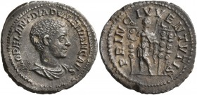 Diadumenian, as Caesar, 217-218. Denarius (Silver, 21 mm, 3.06 g, 12 h), Rome, late 217-early 218. M OPEL ANT DIADVMENIAN CAES Draped bust of Diadumen...