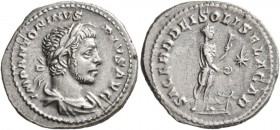 Elagabalus, 218-222. Denarius (Silver, 20 mm, 3.53 g, 6 h), Rome, 221-222. IMP ANTONINVS PIVS AVG Laureate, draped and horned bust of Elagabalus to ri...