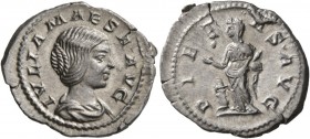 Julia Maesa, Augusta, 218-224/5. Denarius (Silver, 21 mm, 3.22 g, 10 h), Rome, 218-222. IVLIA MAESA AVG Draped bust of Julia Maesa to right. Rev. PIET...