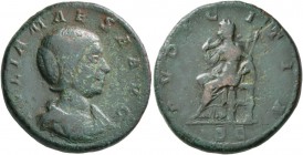 Julia Maesa, Augusta, 218-224/5. As (Copper, 25 mm, 10.21 g, 11 h), Rome, 218-222. IVLIA MAESA AVG Draped bust of Julia Maesa to right. Rev. PVDICITIA...