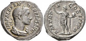 Severus Alexander, 222-235. Denarius (Silver, 20 mm, 3.83 g, 12 h), Rome, 231. IMP ALEXANDER PIVS AVG Laureate, draped and cuirassed bust of Severus A...