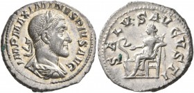 Maximinus I, 235-238. Denarius (Silver, 19 mm, 3.41 g, 7 h), Rome, 235-236. IMP MAXIMINVS PIVS AVG Laureate, draped and cuirassed bust of Maximinus I ...