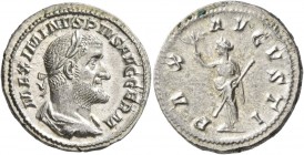 Maximinus I, 235-238. Denarius (Silver, 20 mm, 3.22 g, 11 h), Rome, 236-238. MAXIMINVS PIVS AVG GERM Laureate, draped and cuirassed bust of Maximinus ...