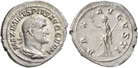 Maximinus I, 235-238. Denarius (Silver, 22 mm, 3.31 g, 12 h), Rome, 236-238. MAXIMINVS PIVS AVG GERM Laureate, draped and cuirassed bust of Maximinus ...