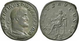 Maximinus I, 235-238. Sestertius (Orichalcum, 32 mm, 21.91 g, 12 h), Rome, 236-238. MAXIMINVS PIVS AVG GERM Laureate, draped and cuirassed bust of Max...