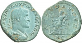 Maximinus I, 235-238. Sestertius (Orichalcum, 30 mm, 19.28 g, 11 h), Rome, 236-238. MAXIMINVS PIVS AVG GERM Laureate, draped and cuirassed bust of Max...