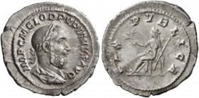 Pupienus, 238. Denarius (Silver, 22 mm, 2.83 g, 1 h), Rome, 238. IMP C M CLOD PVPIENVS AVG Laureate, draped and cuirassed bust of Pupienus to right, s...