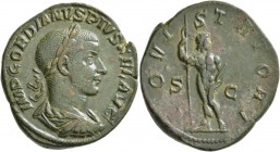 Gordian III, 238-244. Sestertius (Orichalcum, 32 mm, 19.14 g, 11 h), Rome, 241-243. IMP GORDIANVS PIVS FEL AVG Laureate, draped and cuirassed bust of ...