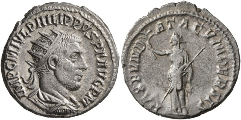 Philip I, 244-249. Antoninianus (Silver, 22 mm, 4.50 g, 11 h), Antioch, 244-245....