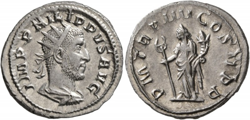 Philip I, 244-249. Antoninianus (Silver, 23 mm, 4.13 g, 1 h), Rome, 247. IMP PHI...