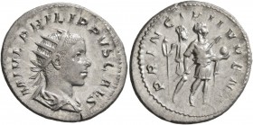 Philip II, as Caesar, 244-247. Antoninianus (Silver, 23 mm, 4.35 g, 7 h), Rome. M IVL PHILIPPVS CAES Radiate and draped bust of Philip II to right, se...