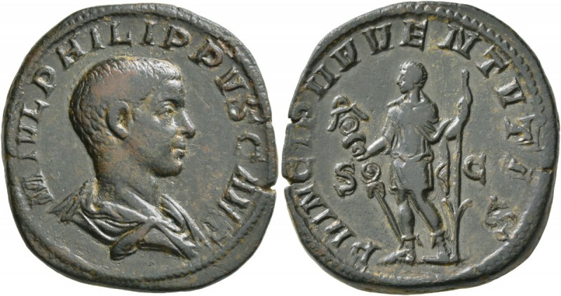 Philip II, as Caesar, 244-247. Sestertius (Orichalcum, 32 mm, 18.29 g, 12 h), Ro...