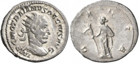 Trajan Decius, 249-251. Antoninianus (Silver, 21 mm, 4.15 g, 6 h), Rome. IMP C M Q TRAIANVS DECIVS AVG Radiate and cuirassed bust of Trajan Decius to ...