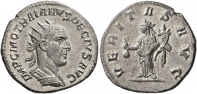 Trajan Decius, 249-251. Antoninianus (Silver, 22 mm, 4.22 g, 1 h), Antioch. IMP C M Q TRAIANVS DECIVS AVG Radiate and cuirassed bust of Trajan Decius ...