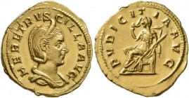 Herennia Etruscilla, Augusta, 249-251. Aureus (Gold, 20 mm, 4.28 g, 6 h), Rome. HER ETRVSCILLA AVG Draped bust of Herennia Etruscilla to right, wearin...
