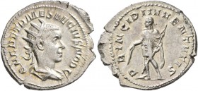 Herennius Etruscus, as Caesar, 249-251. Antoninianus (Silver, 22-24 mm, 3.53 g, 1 h), Rome, 250-251. Q HER ETR MES DECIVS NOB C Radiate and draped bus...