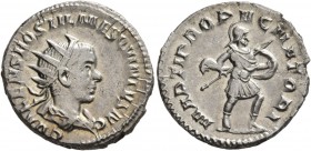 Hostilian, as Caesar, 250-251. Antoninianus (Silver, 21 mm, 3.73 g, 5 h), Rome, 251. C VALENS HOSTIL MES QVINTVS N C Radiate, draped and cuirassed bus...