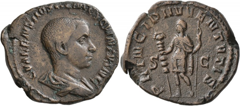 Hostilian, as Caesar, 250-251. Sestertius (Orichalcum, 31 mm, 16.48 g, 12 h), Ro...