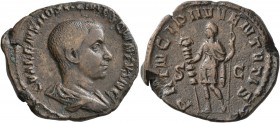 Hostilian, as Caesar, 250-251. Sestertius (Orichalcum, 31 mm, 16.48 g, 12 h), Rome, 251. C VALENS HOSTIL MES QVINTVS N C Bare-headed and draped bust o...