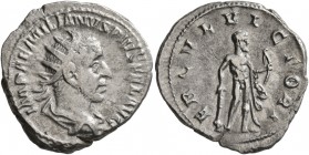 Aemilian, 253. Antoninianus (Silver, 22 mm, 4.28 g, 12 h), Rome. IMP AEMILIANVS PIVS FEL AVG Radiate, draped and cuirassed bust of Aemilian to right, ...