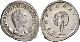 Diva Mariniana, died before 253. Antoninianus (Silver, 23-24 mm, 3.46 g, 12 h), Rome, circa 255-257. DIVE (sic!) MARINIANAE Veiled bust of Diva Marini...