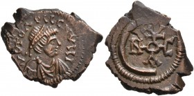 Justinian I, 527-565. Pentanummium (Copper, 19 mm, 2.47 g, 10 h), Theoupolis (Antioch), 560-565. N VTO AY LL CNV LLI Diademed, draped and cuirassed bu...