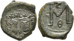 Michael II the Amorian, 820-829. Follis (Bronze, 18 mm, 4.28 g, 6 h), Syracuse. [mIXA]HL ΘЄ[OF] Crowned and draped facing busts of Michael and Theophi...