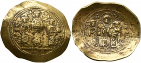 Romanus IV Diogenes, with Eudocia, Michael VII, Constantius, and Andronicus, 1068-1071. Histamenon (Gold, 27 mm, 4.33 g, 6 h), Constantinopolis. KωN M...