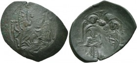 Michael VIII Palaeologus, 1261-1282. Trachy (Bronze, 26 mm, 2.14 g, 6 h), Constantinopolis, 1261-1262. IC - XC Nimbate facing bust of Christ; K K flan...