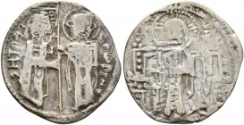 BULGARIA. Second Empire . Georgi Terter II, 1322–1323. Grosh (Silver, 20 mm, 1.53 g, 6 h). IC - XC Christ enthroned facing. Rev. Georgi and St. Mark s...