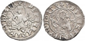 BULGARIA. Second Empire . Ivan Sracimir, 1356–1397. Grosh (Silver, 20 mm, 1.24 g, 6 h). IC - XC Half-length bust of Christ standing facing before seat...