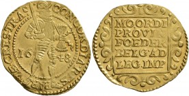 LOW COUNTRIES. Verenigde Nederlanden (United Netherlands) . 1581-1795. Ducat (Gold, 25 mm, 3.47 g, 11 h), Utrecht, dated 1548. Knight standing right, ...