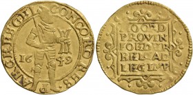 LOW COUNTRIES. Verenigde Nederlanden (United Netherlands) . 1581-1795. Ducat (Gold, 23 mm, 3.49 g, 1 h), Gelderland, dated 1549. Knight standing right...