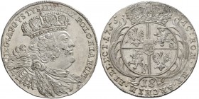 POLAND, Monarchs. August III Sas (the Saxon), 1734-1763. 18 Groszy (Silver, 27 mm, 5.54 g, 12 h), Leipzig, dated 1755. Crowned, draped and cuirassed b...