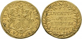 SWITZERLAND. Zürich . Ducat (Gold, 22 mm, 3.34 g, 12 h), dated 1648. Coat of arms. Rev. Legend within wreath. HMZ 2-1138h. Rare. Good very fine.