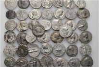 A lot containing 44 silver coins. Includes: 1 Vandalic Siliqua and 43 Denarii from Roman Republican and Roman Imperial period. Fine to good very fine....