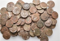 A lot containing 90 bronze coins. All coins: Folles of the family of Constantine I. Fine and better. LOT SOLD AS IS, NO RETURNS. 90 coins in lot.