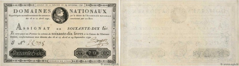 Country : FRANCE 
Face Value : 70 Livres  
Date : 29 septembre 1790 
Period/Prov...