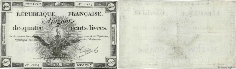 Country : FRANCE 
Face Value : 400 Livres  
Date : 21 novembre 1792 
Period/Prov...
